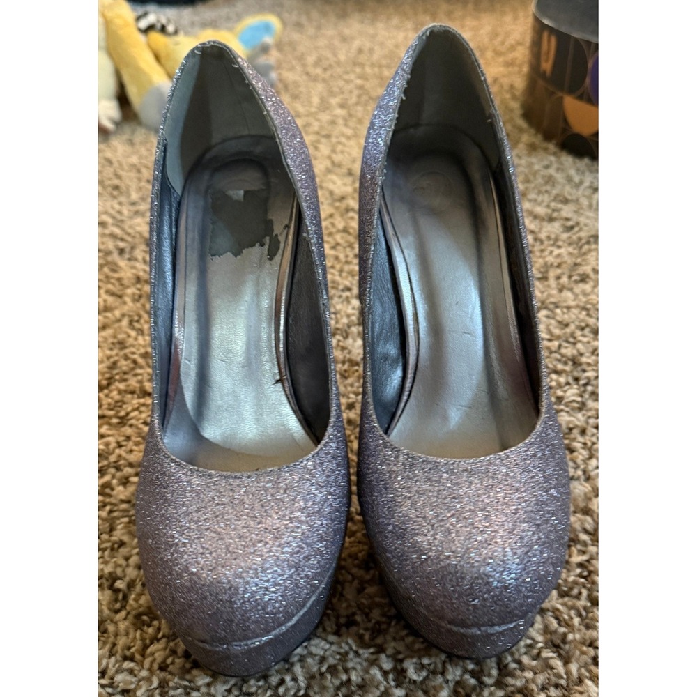 Merumote Stiletto Platform Sky High 5" Purple Glitter Heels Size 7